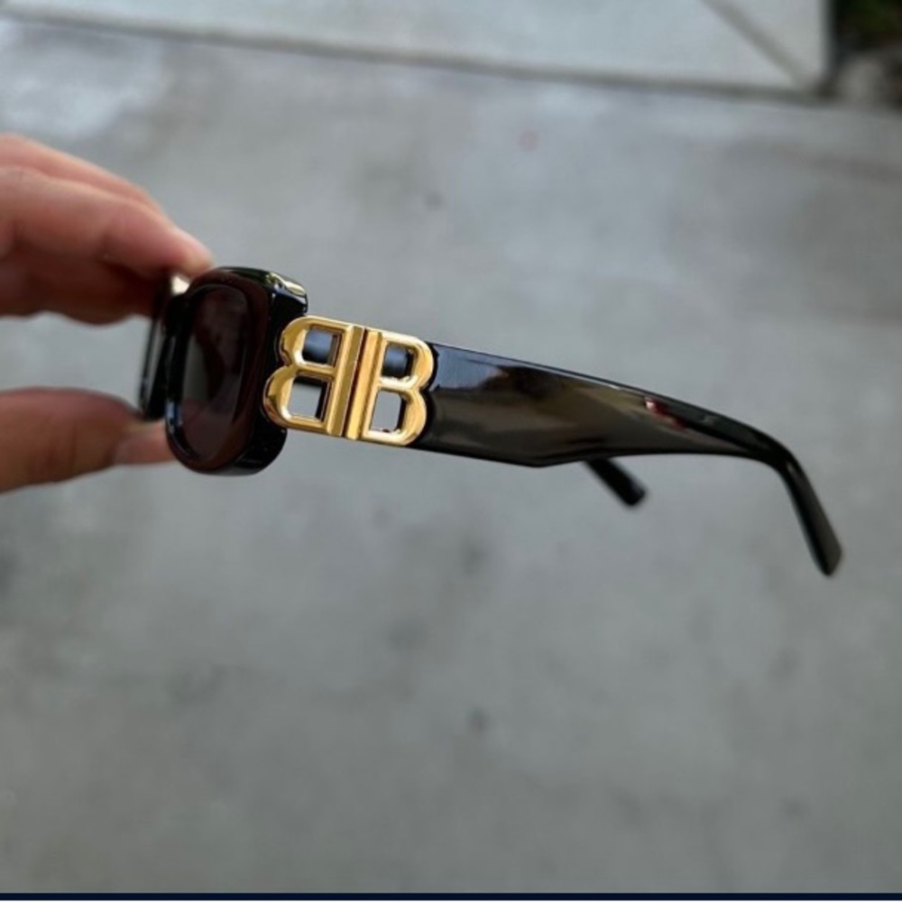 Balenciaga Black Sunglasses with Gold BB Logo